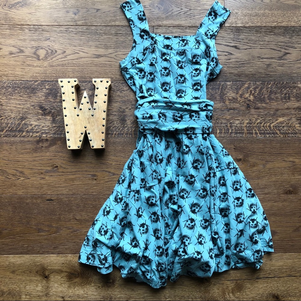 ModCloth guest of honor A line dress with ladybugs